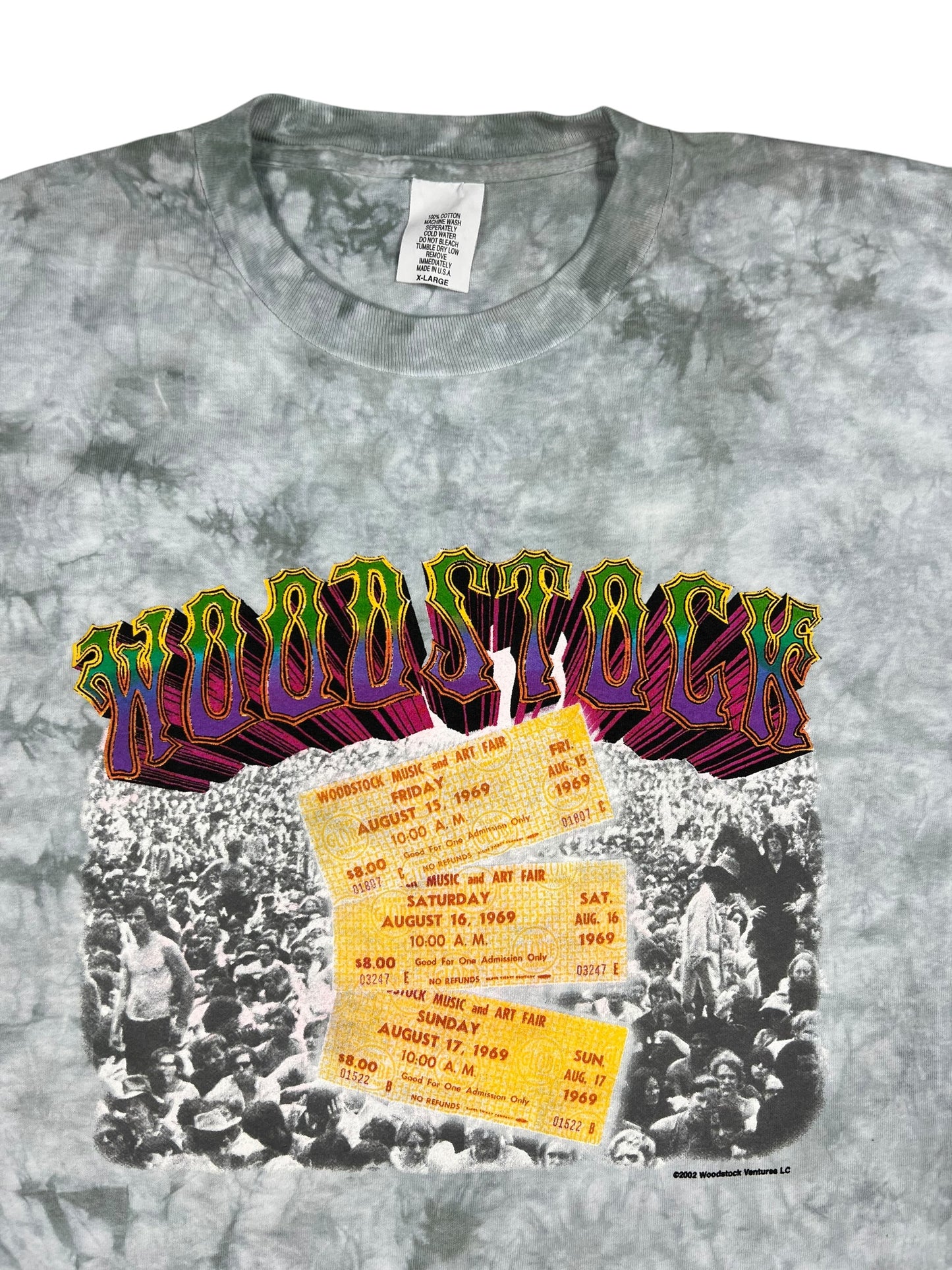 Vintage 2002 Woodstock 1969 ticket stub concert tie dye tee (XL)