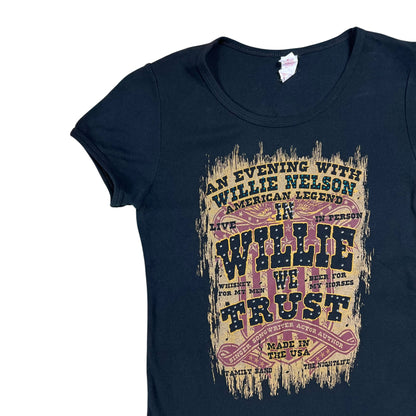 Y2K Willie Nelson In Willie We Trust femme band tee (M)