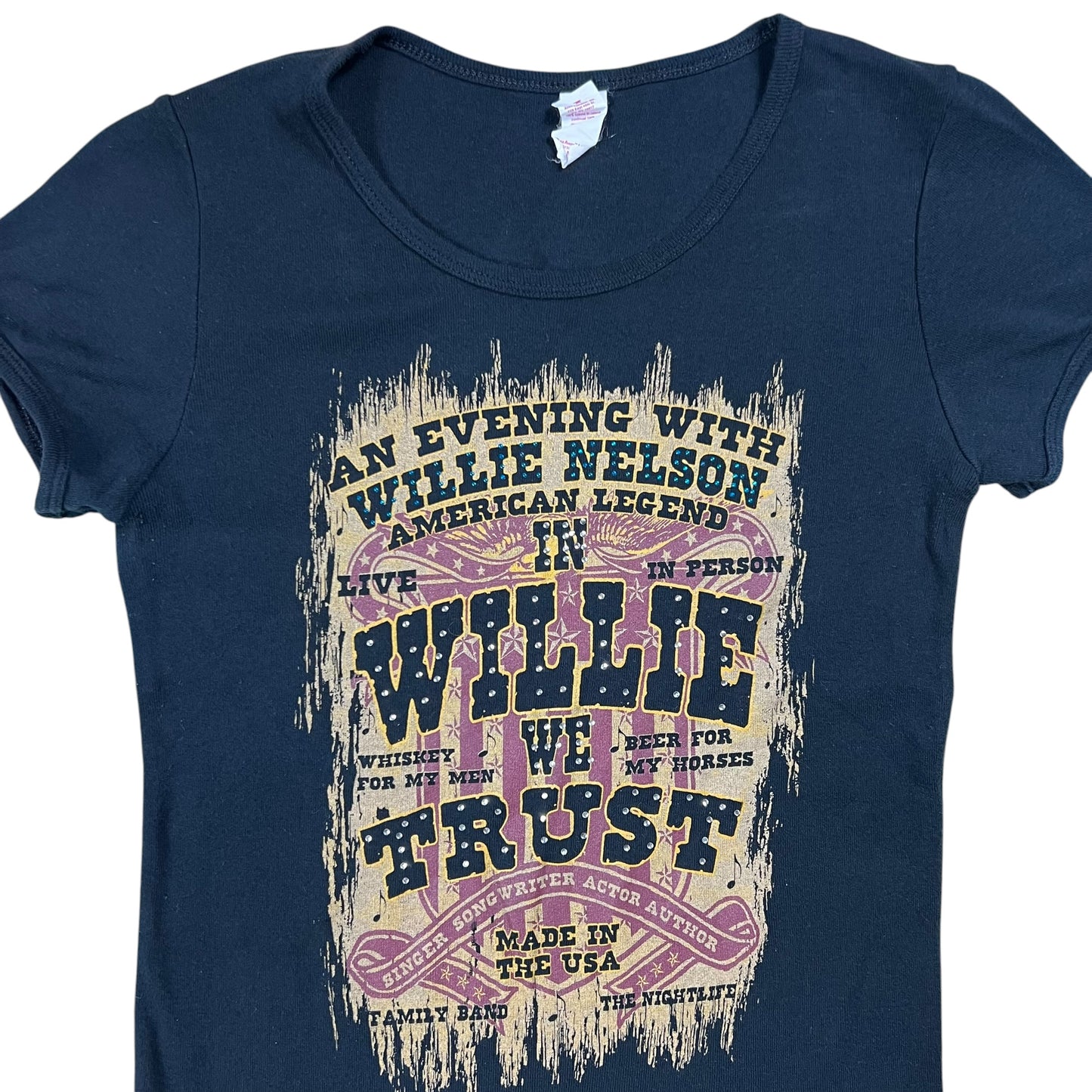 Y2K Willie Nelson In Willie We Trust femme band tee (M)