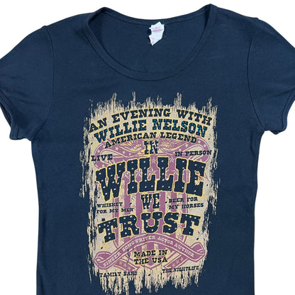 Y2K Willie Nelson In Willie We Trust femme band tee (M)