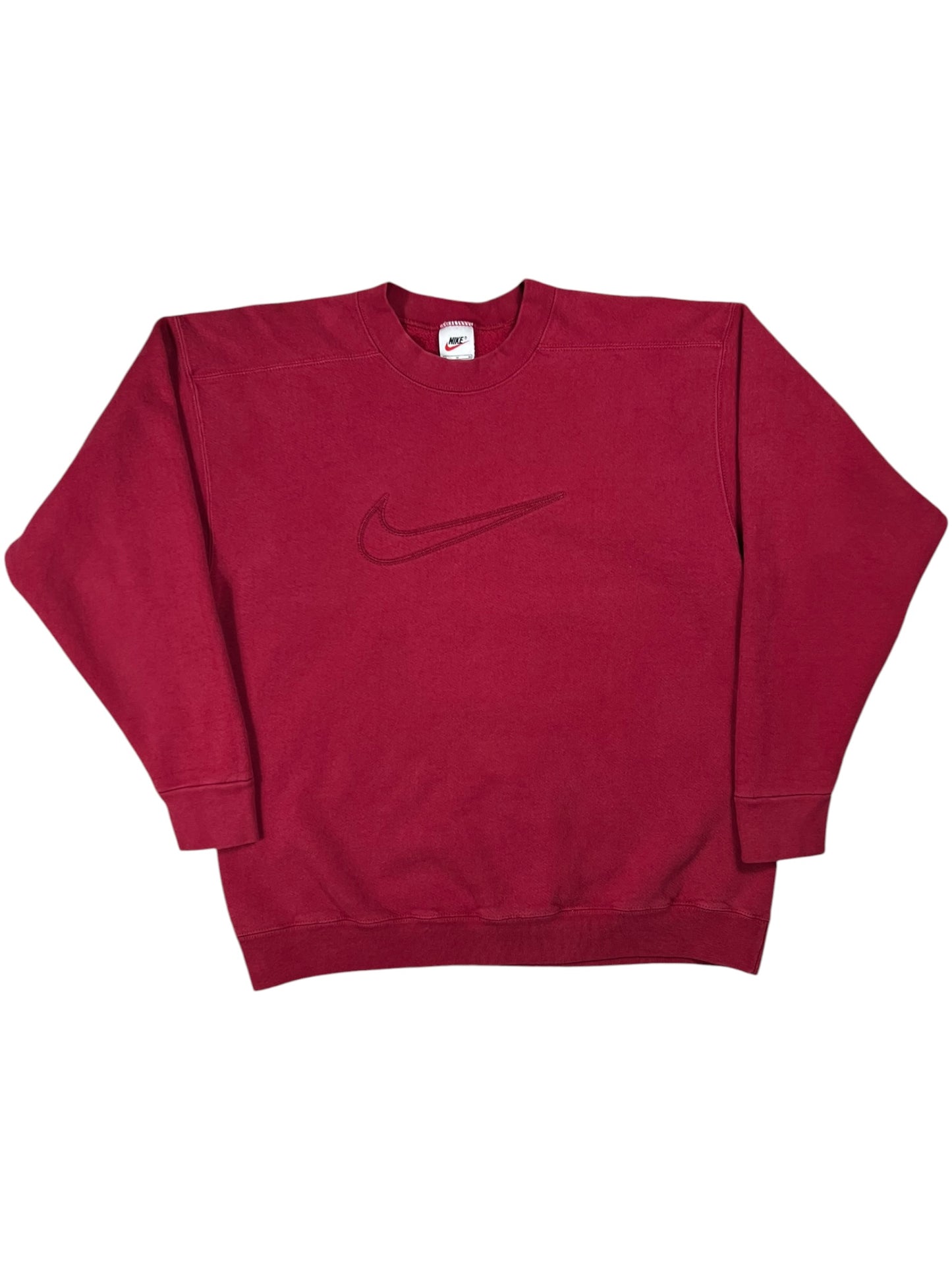 Vintage 90s Nike big swoosh tonal wine crewneck (M)