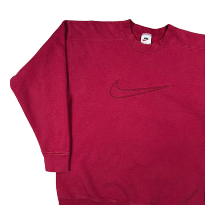 Vintage 90s Nike big swoosh tonal wine crewneck (M)