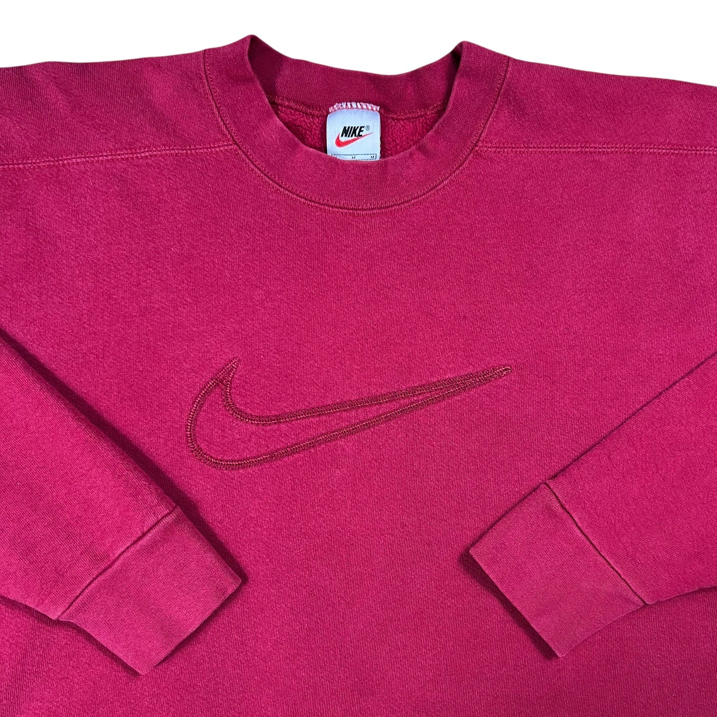 Vintage 90s Nike big swoosh tonal wine crewneck (M)