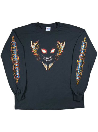 Vintage Y2K Disturbed long sleeve print flames band shirt (XL)