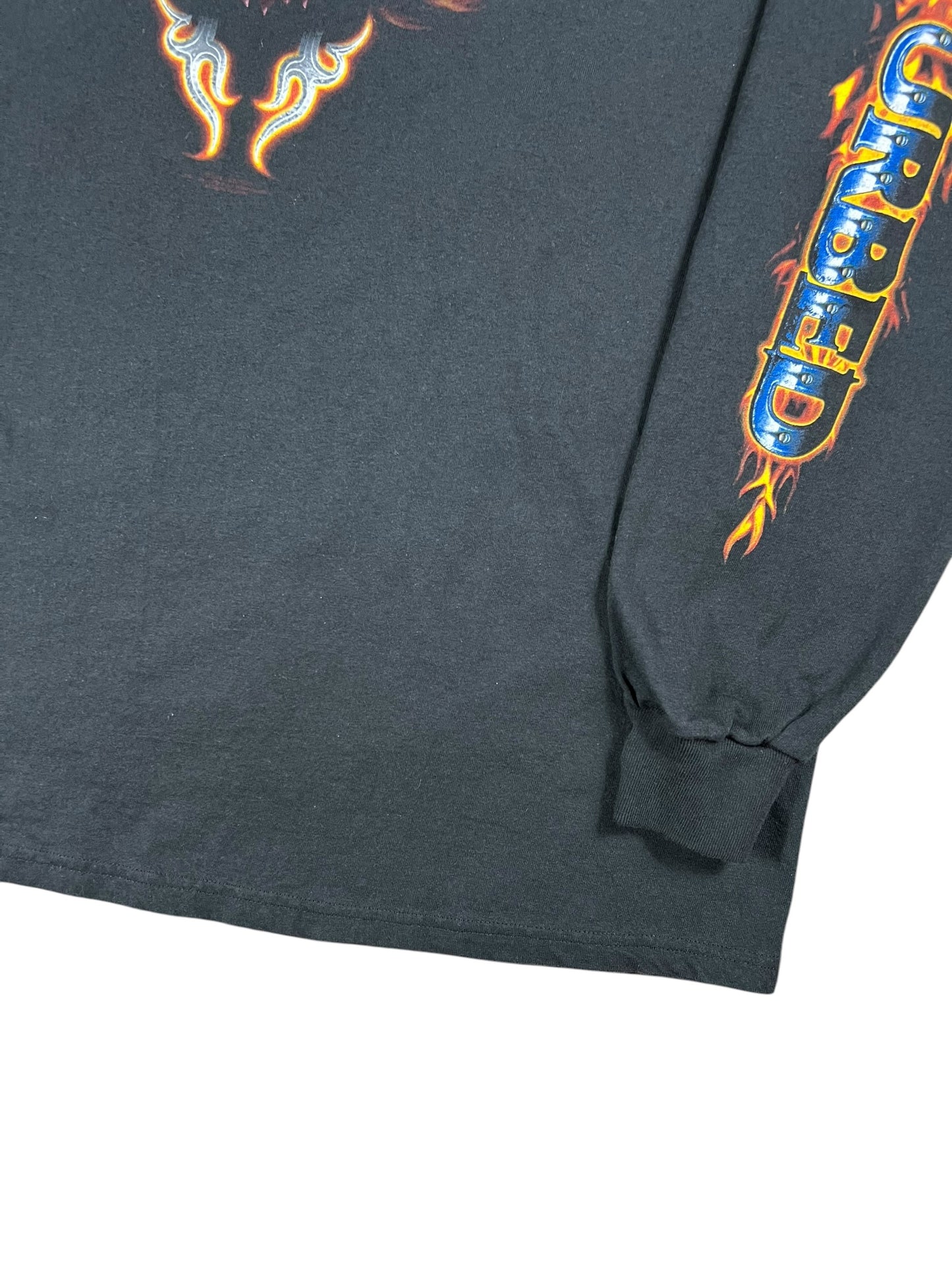 Vintage Y2K Disturbed long sleeve print flames band shirt (XL)