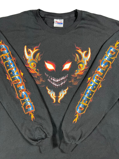 Vintage Y2K Disturbed long sleeve print flames band shirt (XL)