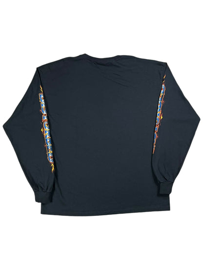 Vintage Y2K Disturbed long sleeve print flames band shirt (XL)