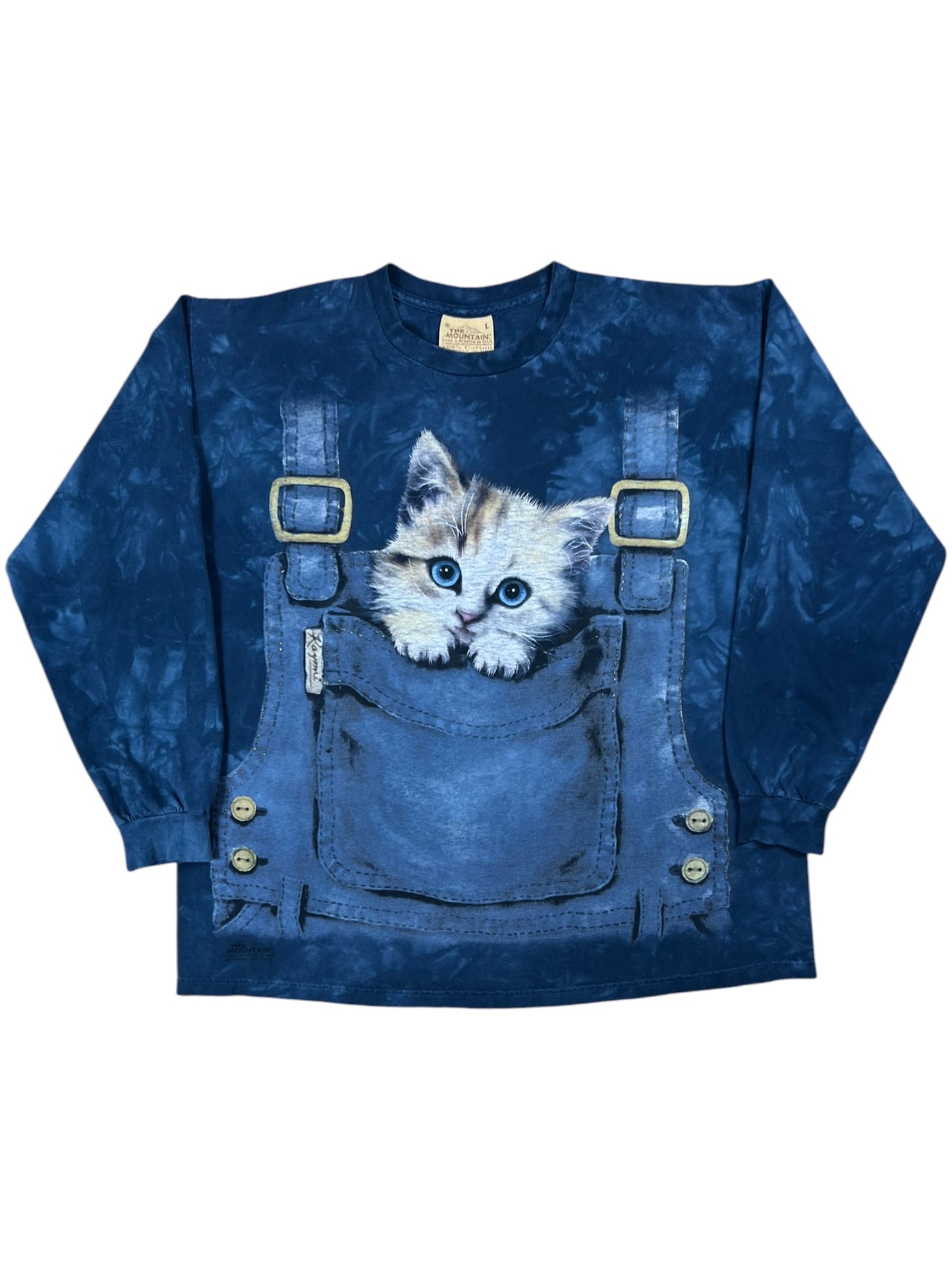 Vintage Y2K The Mountain overall kitten long sleeve tie dye shirt (L)