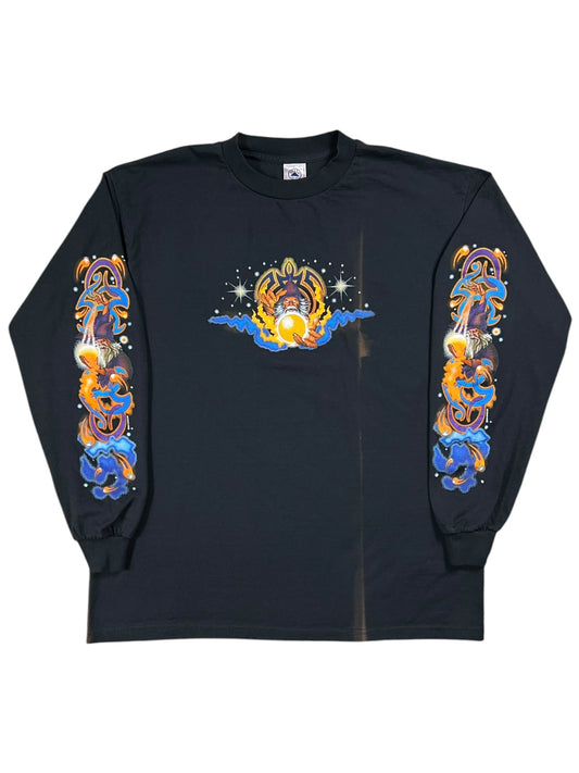 Vintage 2001 The Wizard faded long sleeve print shirt (L)