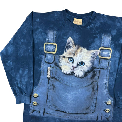 Vintage Y2K The Mountain overall kitten long sleeve tie dye shirt (L)