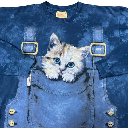 Vintage Y2K The Mountain overall kitten long sleeve tie dye shirt (L)