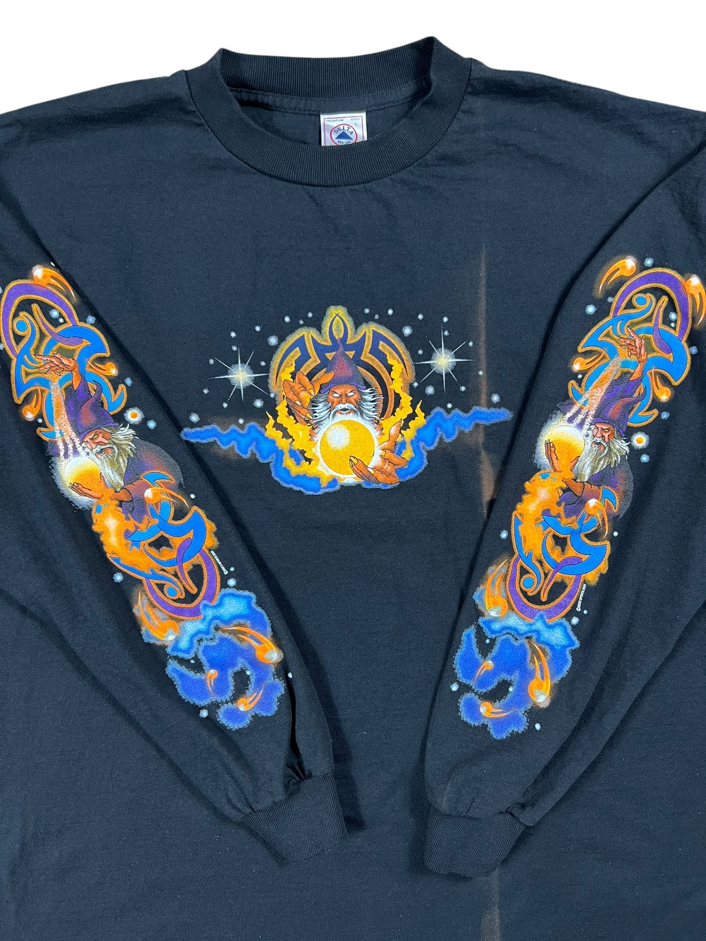 Vintage 2001 The Wizard faded long sleeve print shirt (L)