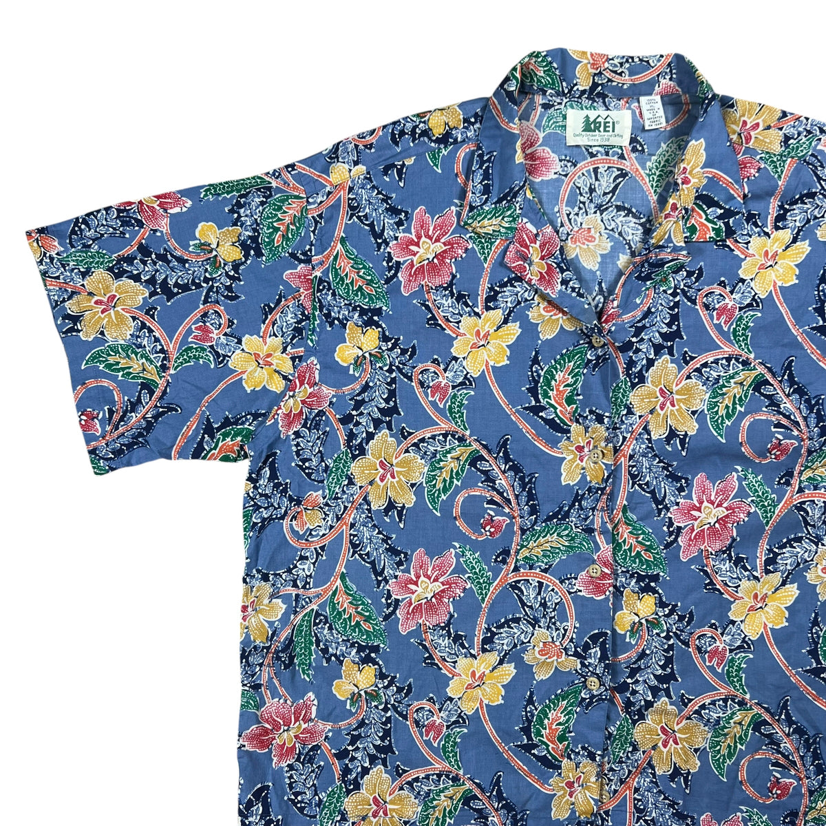 Vintage 90s REI Hawaiian boxy short sleeve button up shirt (L)