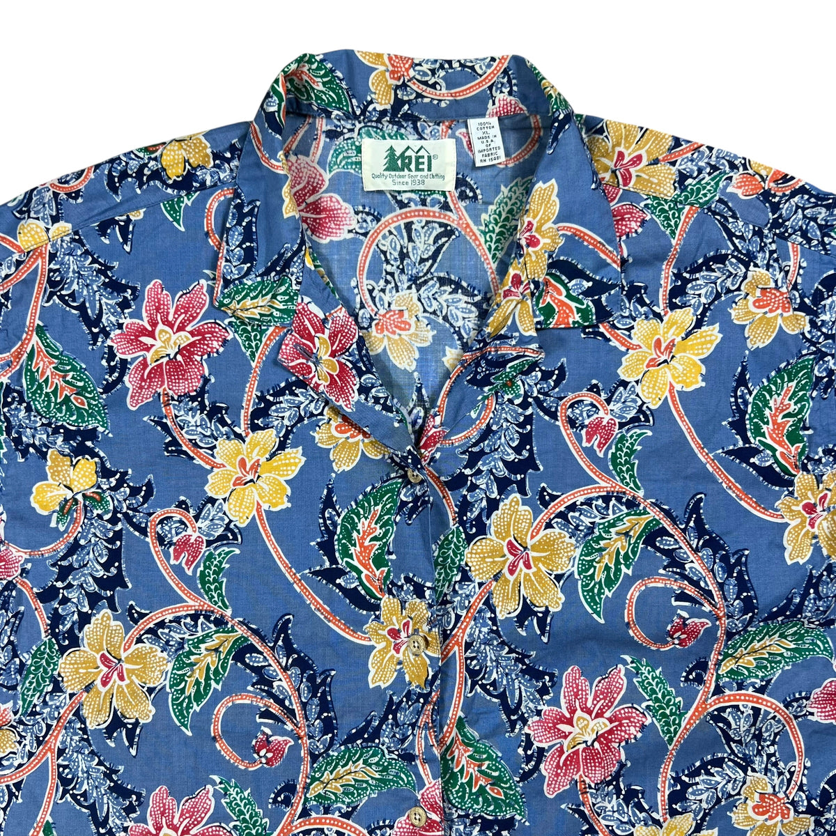 Vintage 90s REI Hawaiian boxy short sleeve button up shirt (L)