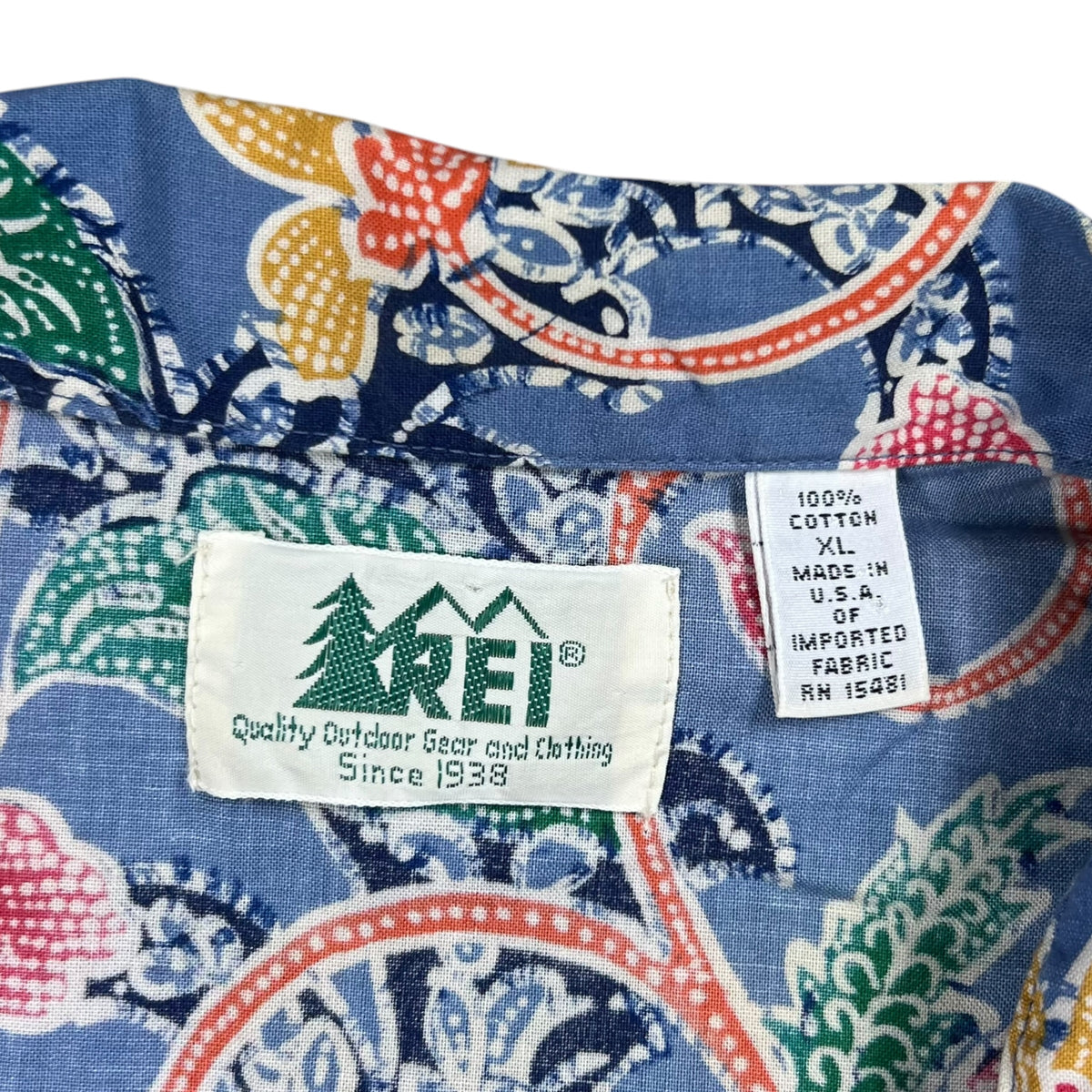 Vintage 90s REI Hawaiian boxy short sleeve button up shirt (L)