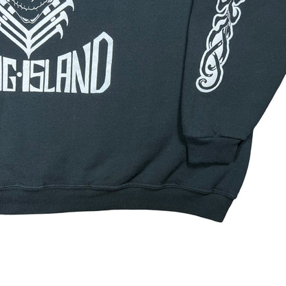 Vintage Y2K Hells Angels outlaw motorcycle club Long Island NY sleeve print biker crewneck (XL)