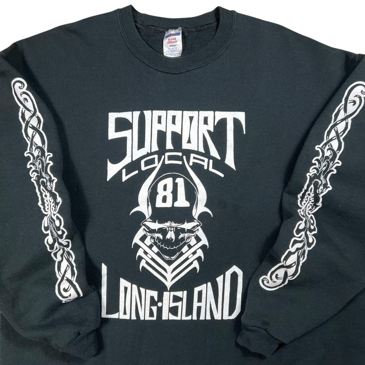 Vintage Y2K Hells Angels outlaw motorcycle club Long Island NY sleeve print biker crewneck (XL)