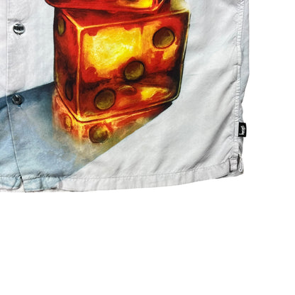 Stüssy Dice Painting rayon loop bar short sleeve button up shirt (L)
