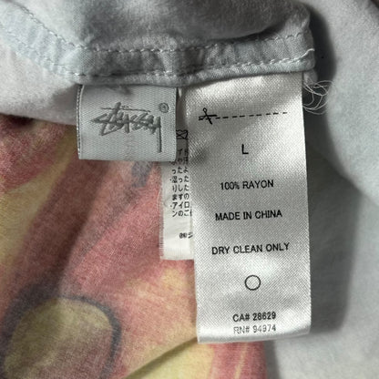 Stüssy Dice Painting rayon loop bar short sleeve button up shirt (L)