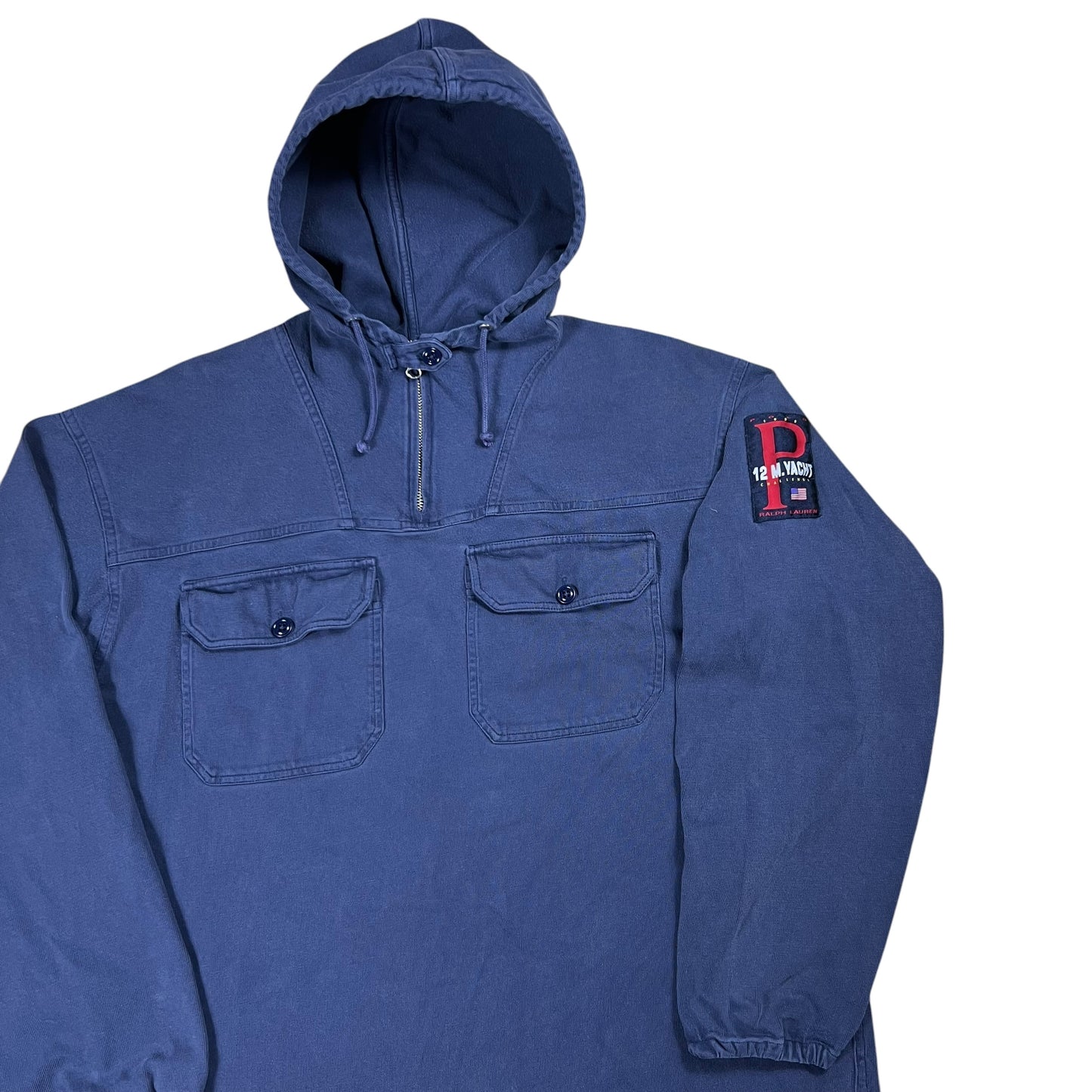 Vintage 90s Polo Sport Ralph Lauren 12 M Yacht Challenge pockets hoodie (L)