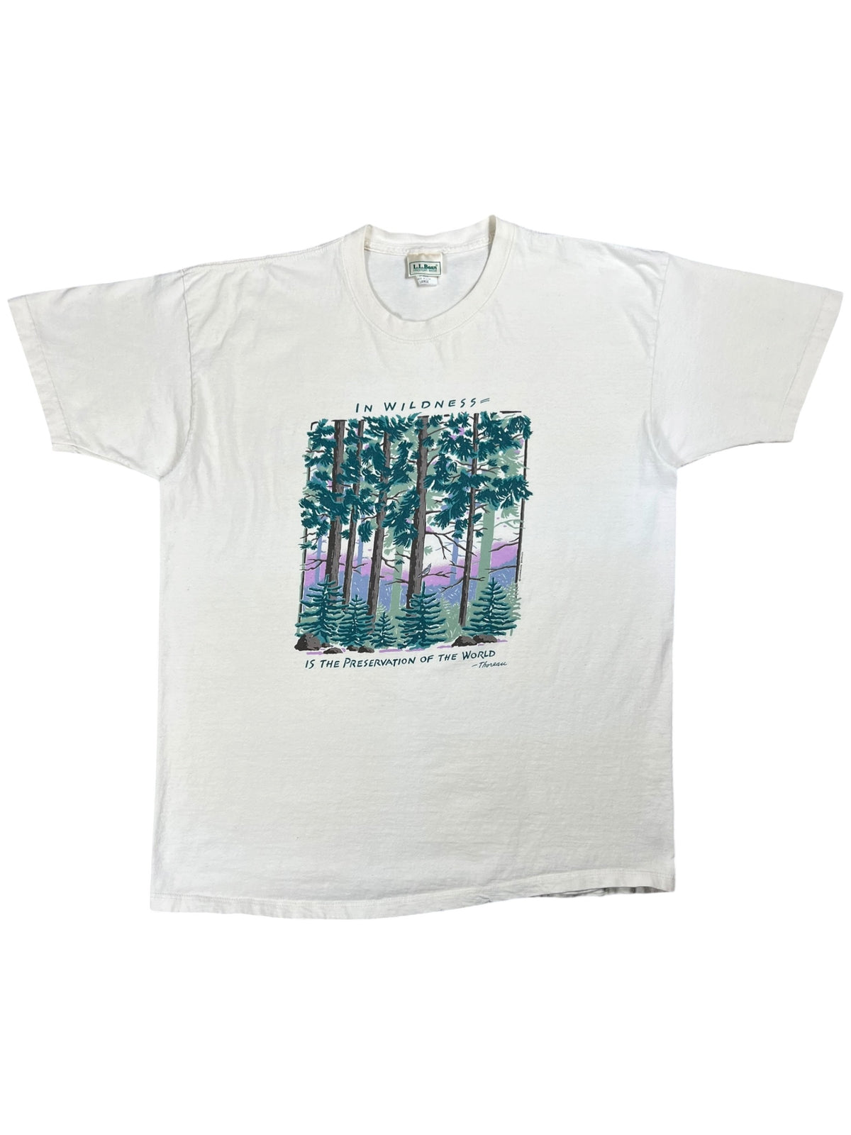 Vintage 90s L.L. Bean In Wildness Is The Preservation Of The World Henry David Thoreau art nature tee (L/XL)