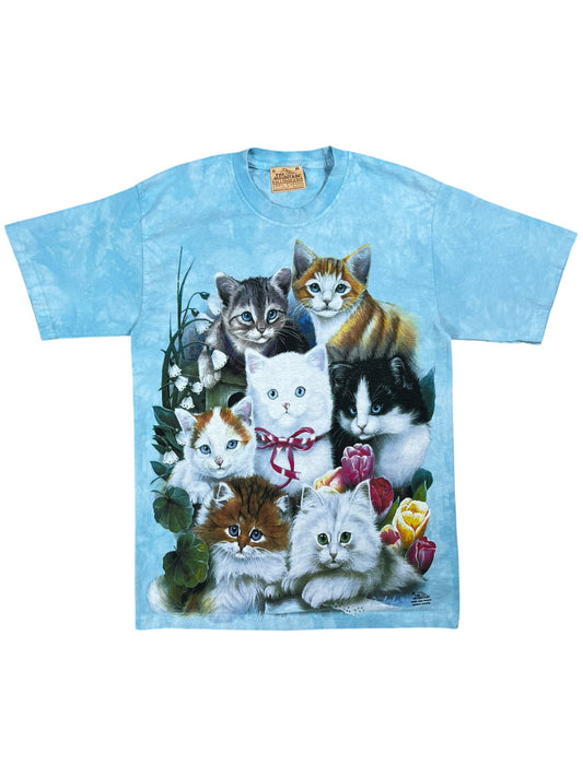 Vintage 2000 The Mountain Cat Kittens jumbo print tie dye tee (M)