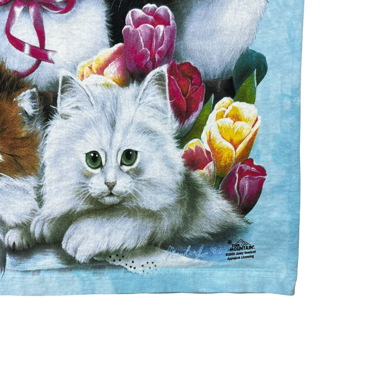 Vintage 2000 The Mountain Cat Kittens jumbo print tie dye tee (M)