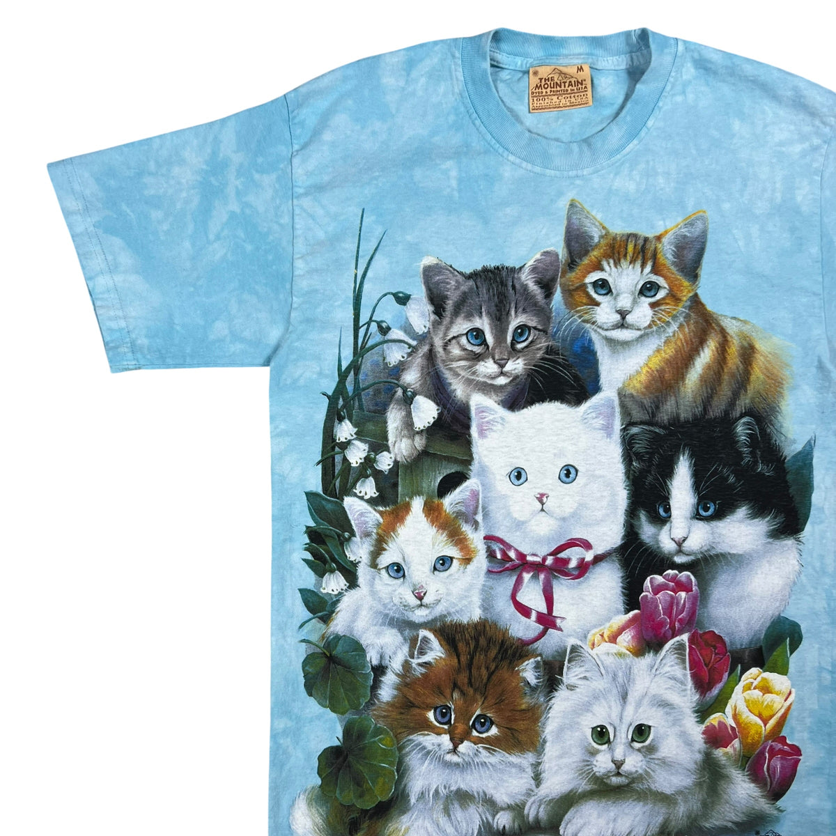 Vintage 2000 The Mountain Cat Kittens jumbo print tie dye tee (M)