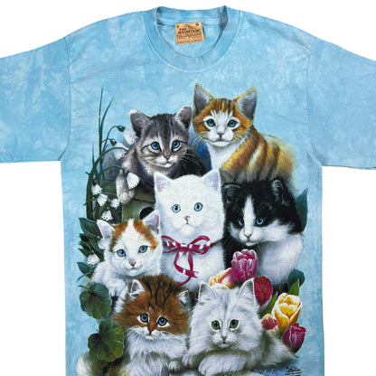 Vintage 2000 The Mountain Cat Kittens jumbo print tie dye tee (M)