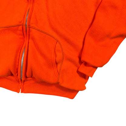Vintage 80s waffle thermal lined orange faded zip up hoodie (M)