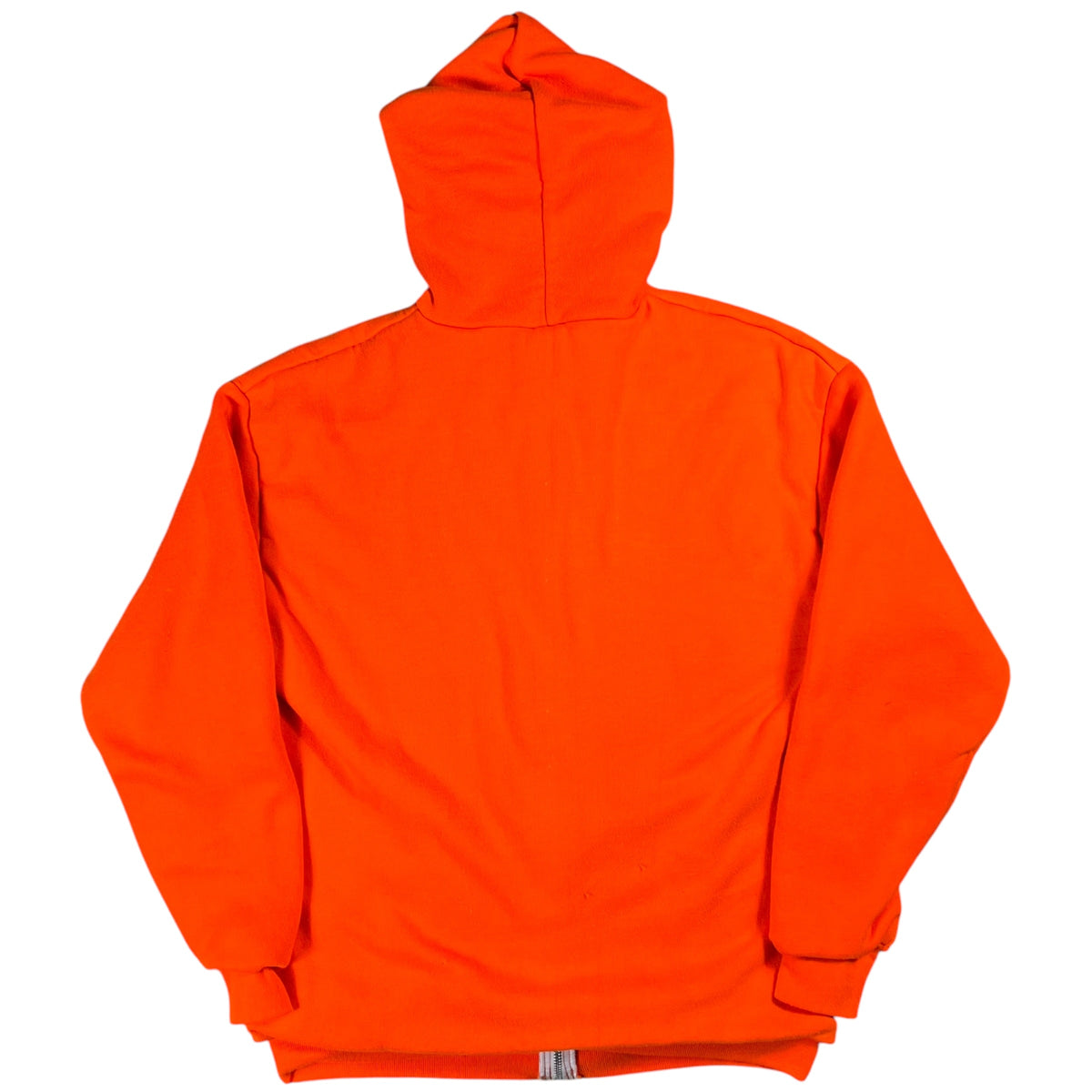 Vintage 80s waffle thermal lined orange faded zip up hoodie (M)