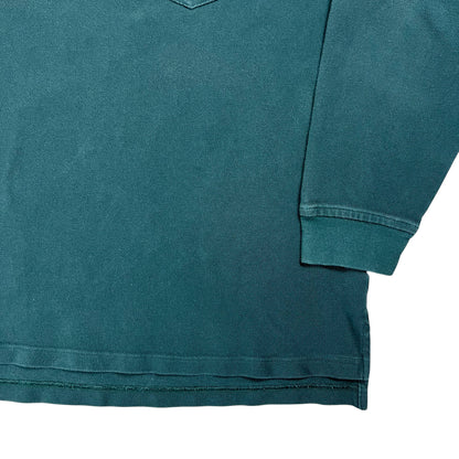 Vintage 90s Tommy Hilfiger mini flag green long sleeve rugby polo shirt (XL)