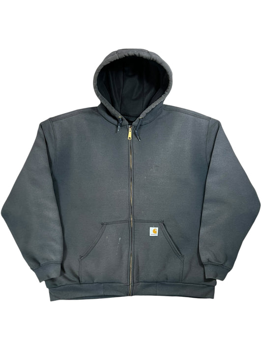Vintage Y2K Carhartt lined faded black full zip hoodie (XL)