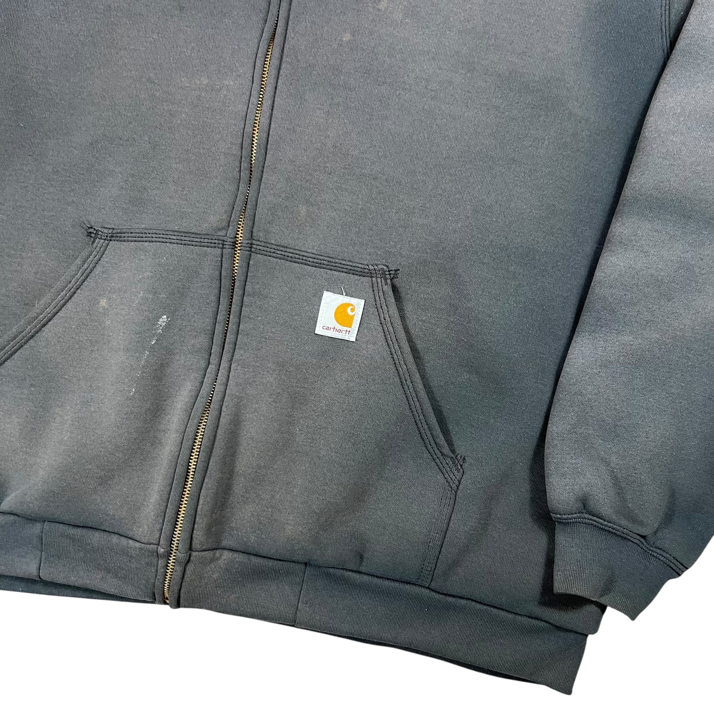 Vintage Y2K Carhartt lined faded black full zip hoodie (XL)