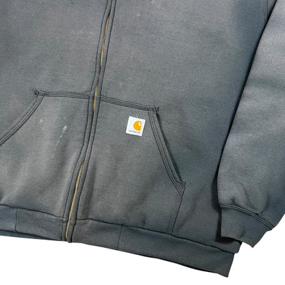 Vintage Y2K Carhartt lined faded black full zip hoodie (XL)