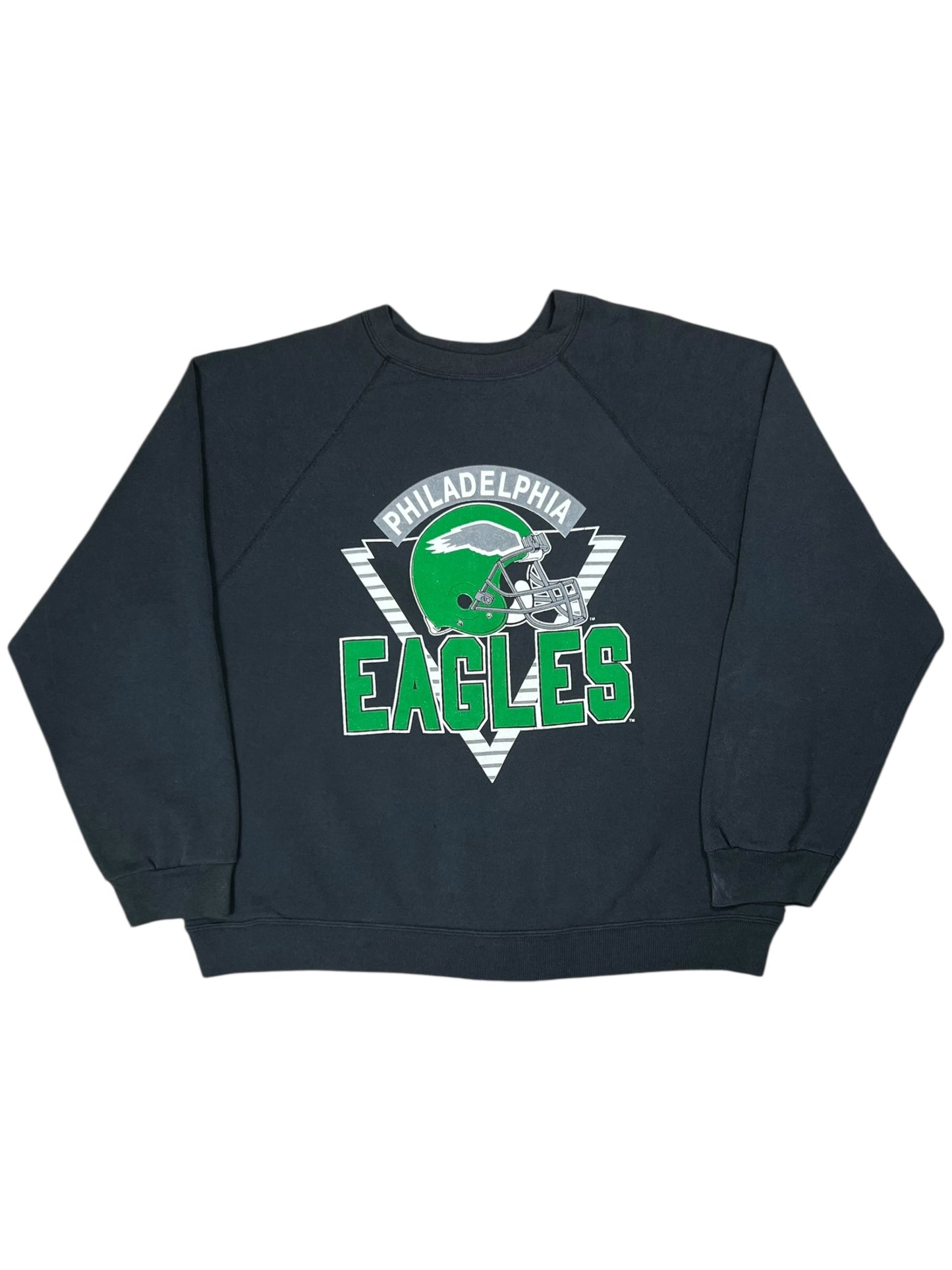 Vintage 90s Tultex Philadelphia Eagles Kelly green faded black crewneck (XXL)