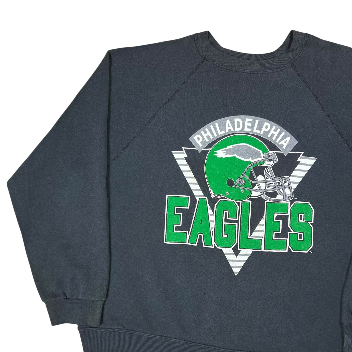 Vintage 90s Tultex Philadelphia Eagles Kelly green faded black crewneck (XXL)