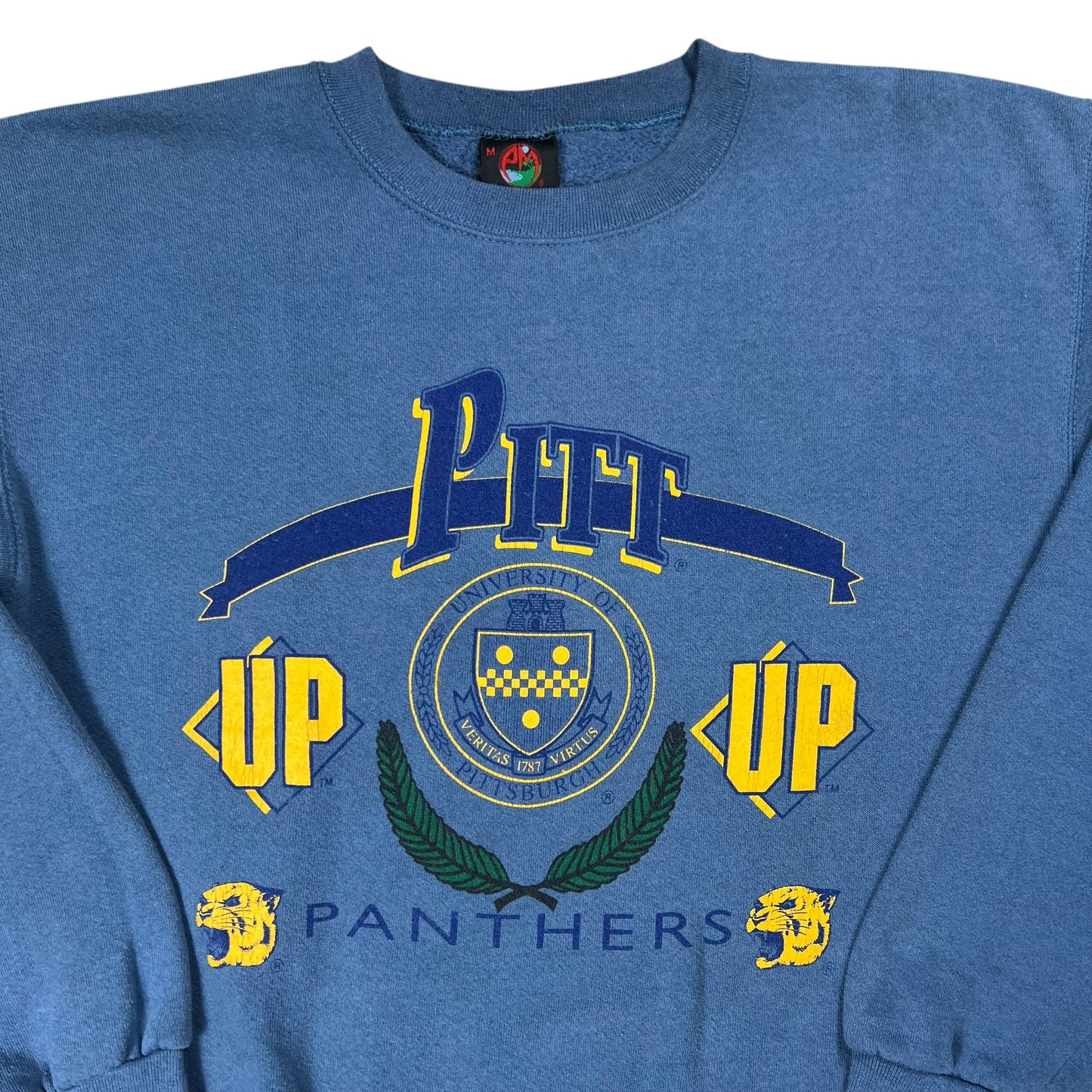 Vintage 90s University of Pittsburgh Pitt Panthers faded crewneck (M)