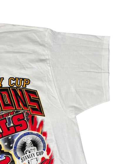Vintage 2003 New Jersey Devils Stanley Cup Champs flames tee (XL)