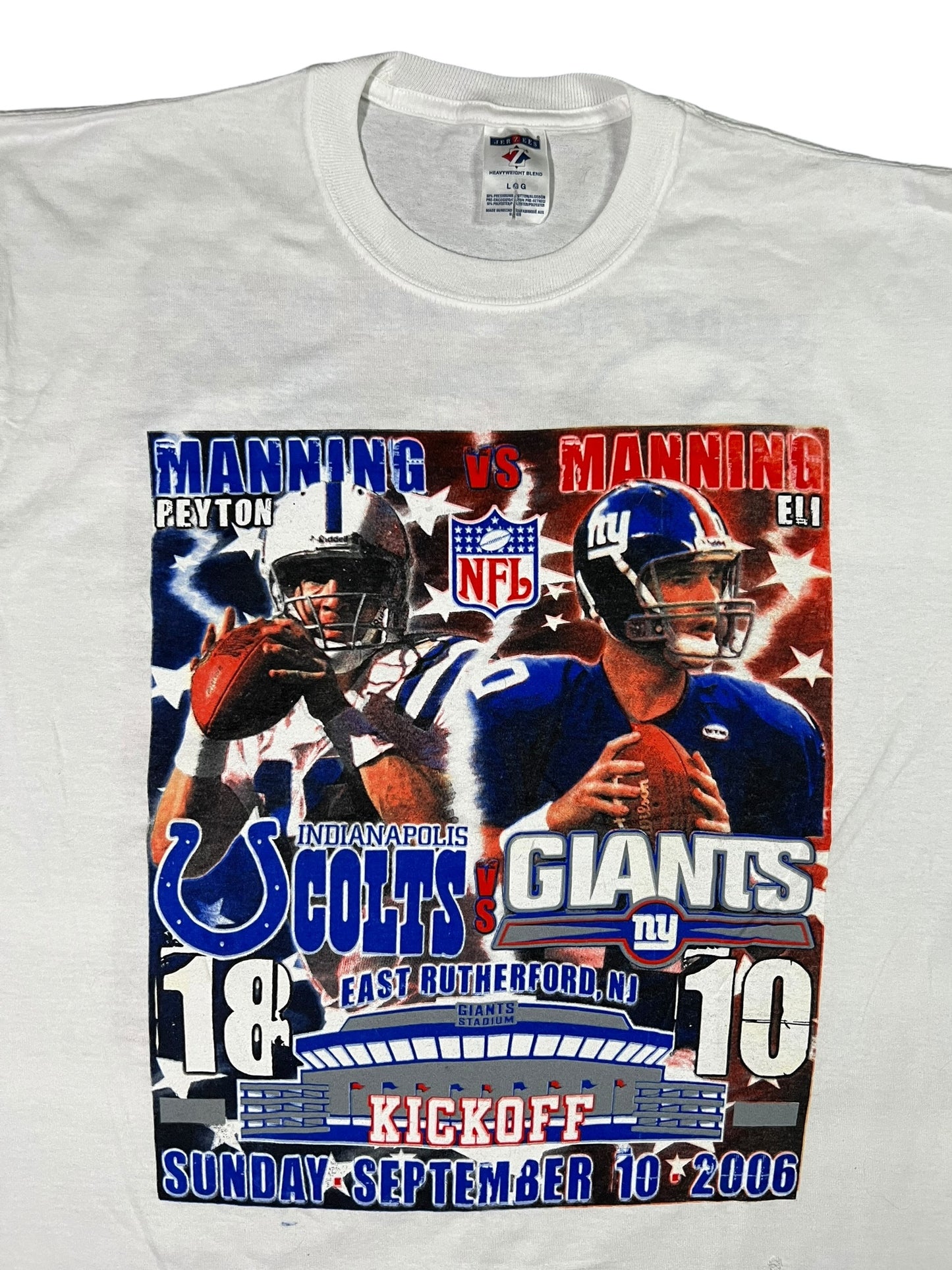 Vintage 2006 New York Giants Indianapolis Colts Manning Brothers tee (L)