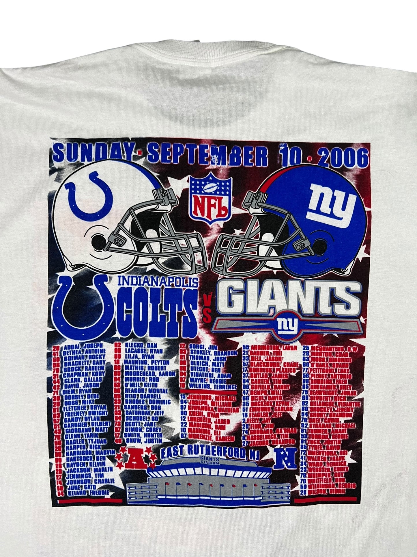 Vintage 2006 New York Giants Indianapolis Colts Manning Brothers tee (L)