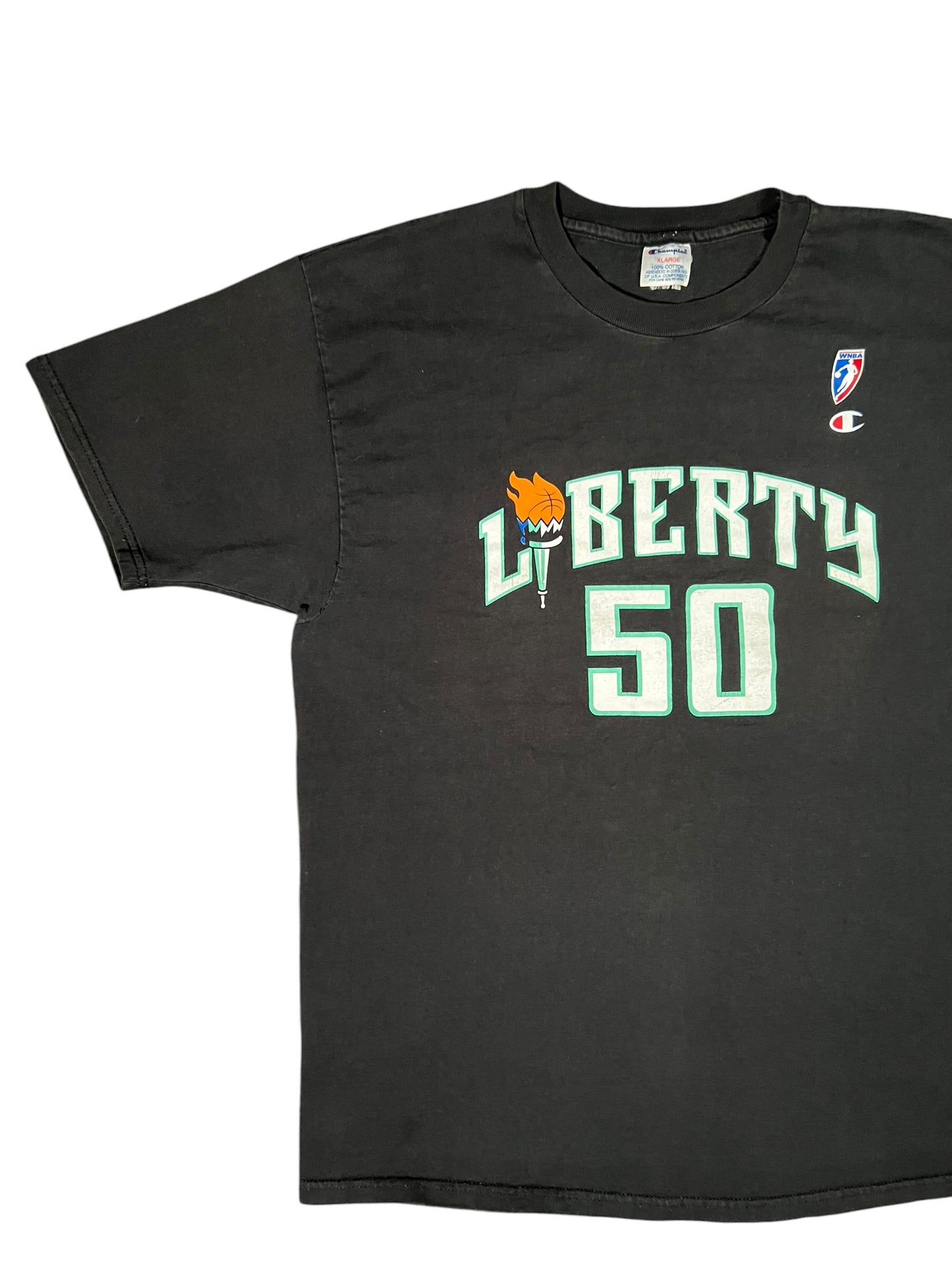 Vintage 90s Champion New York Liberty Rebecca Lobo WNBA faded tee (XL)