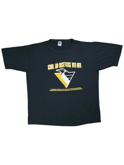 Vintage 90s Russell Athletic Pittsburgh Penguins School and Hockey-Stick With Both tee (XL)