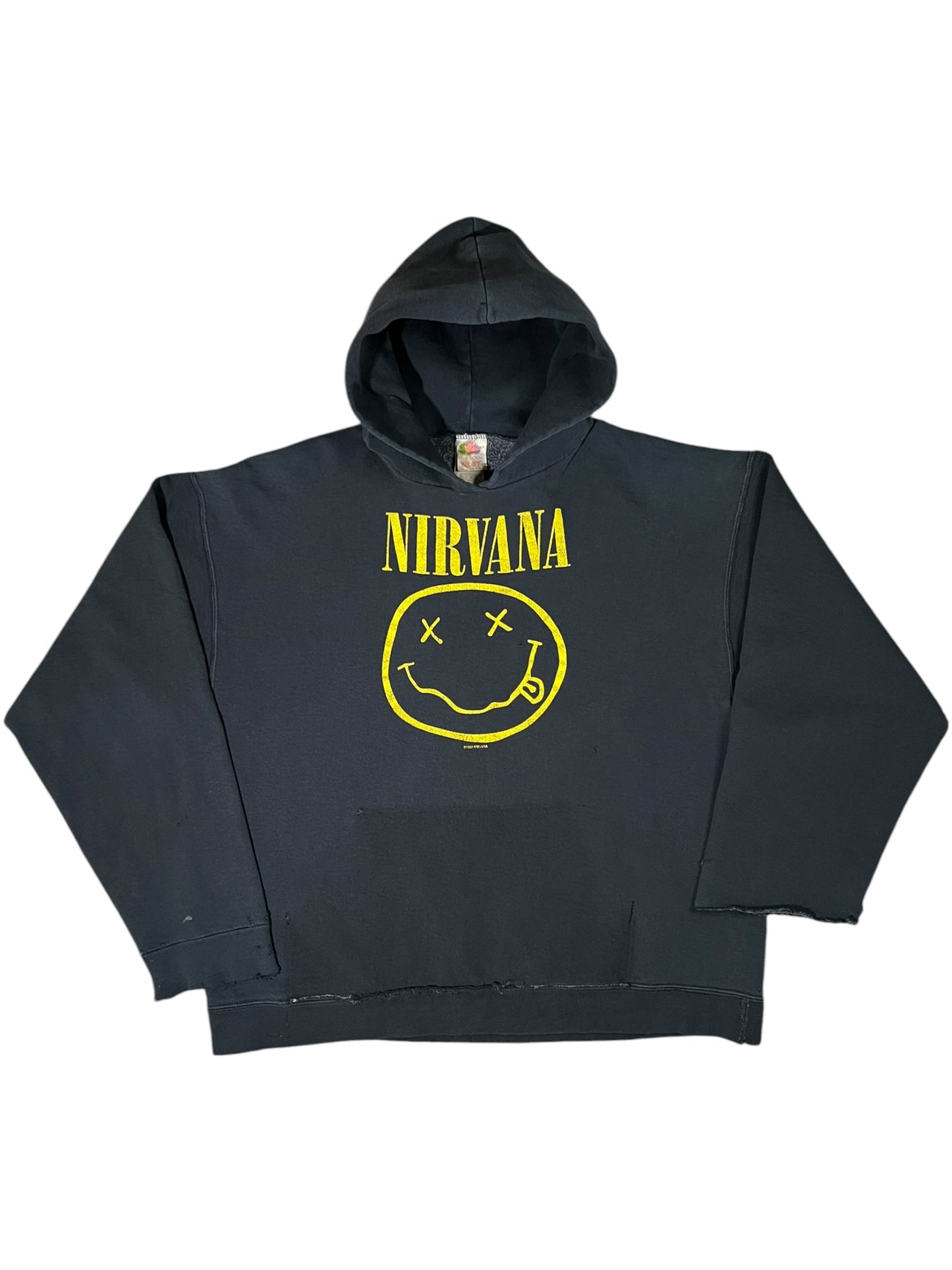 Vintage 90s Nirvana Smiley Kurt Cobain distressed band hoodie (XL)