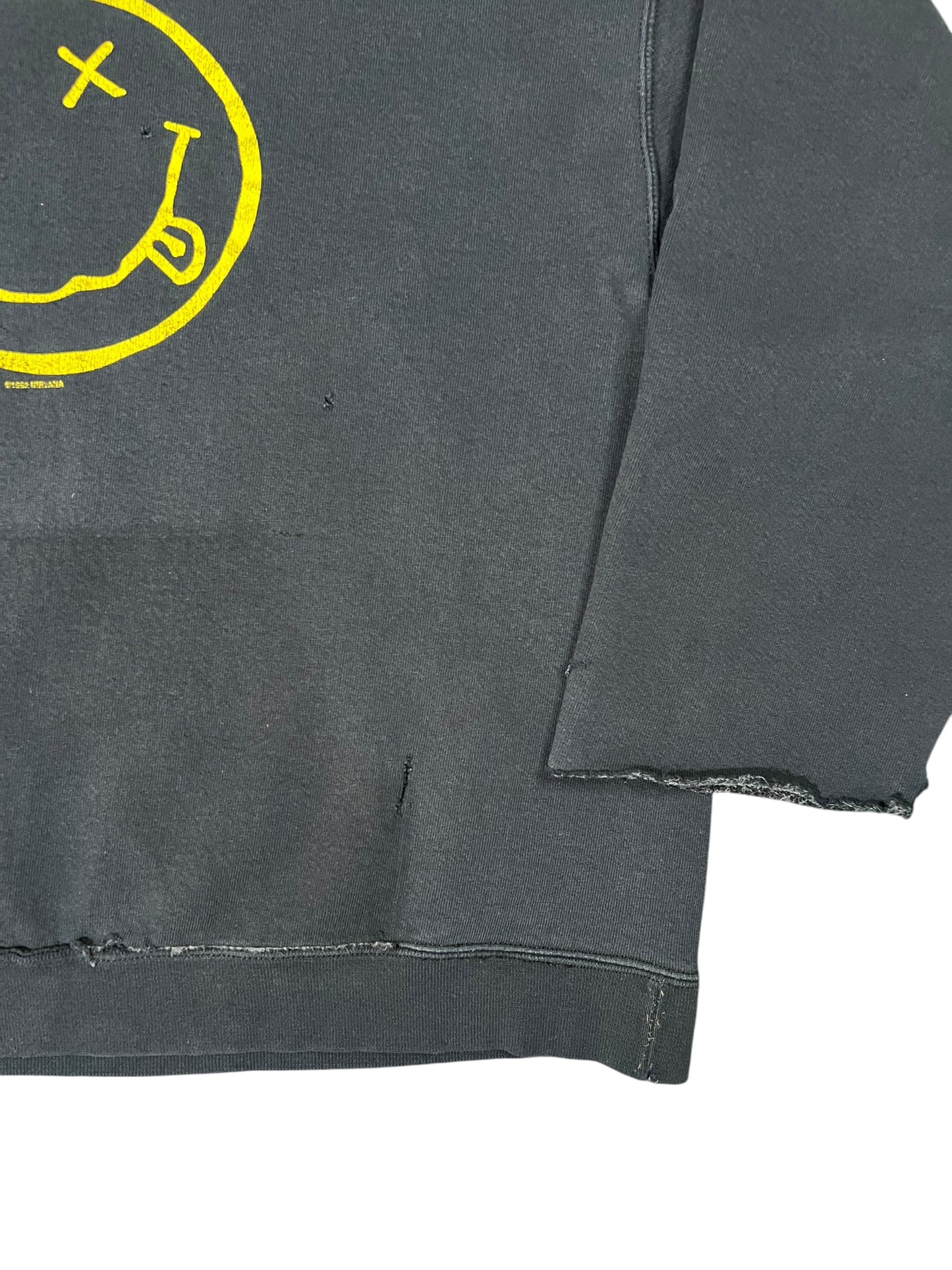 Vintage 90s Nirvana Smiley Kurt Cobain distressed band hoodie (XL)