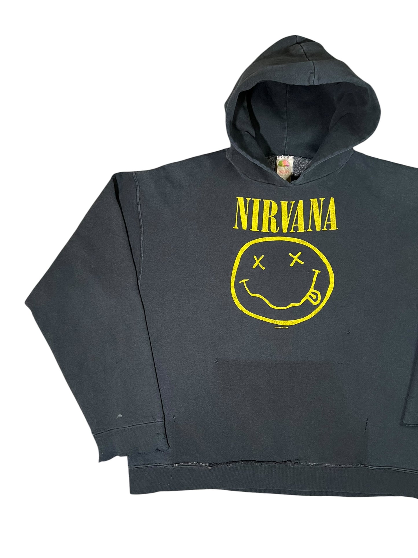 Vintage 90s Nirvana Smiley Kurt Cobain distressed band hoodie (XL)