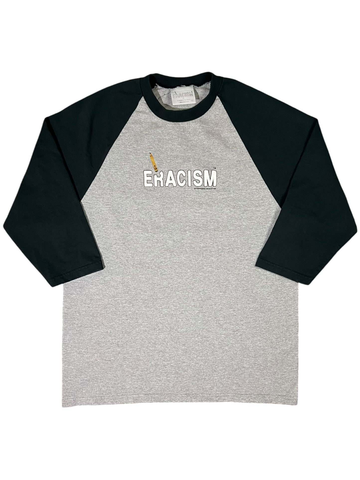 Vintage 90s ERACISM “Freedom comes with an Educated Mind!” Raglan tee (M)