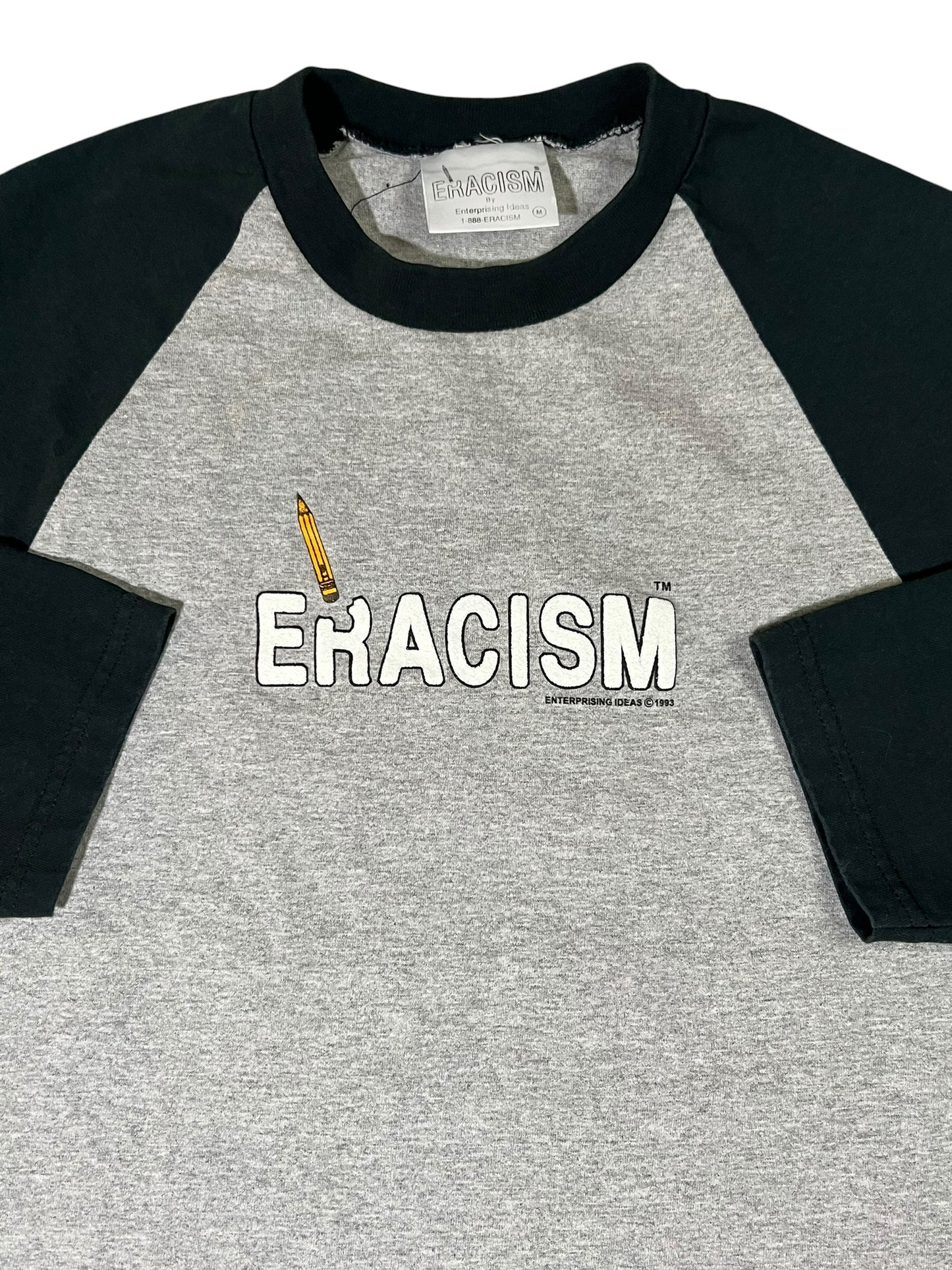 Vintage 90s ERACISM “Freedom comes with an Educated Mind!” Raglan tee (M)