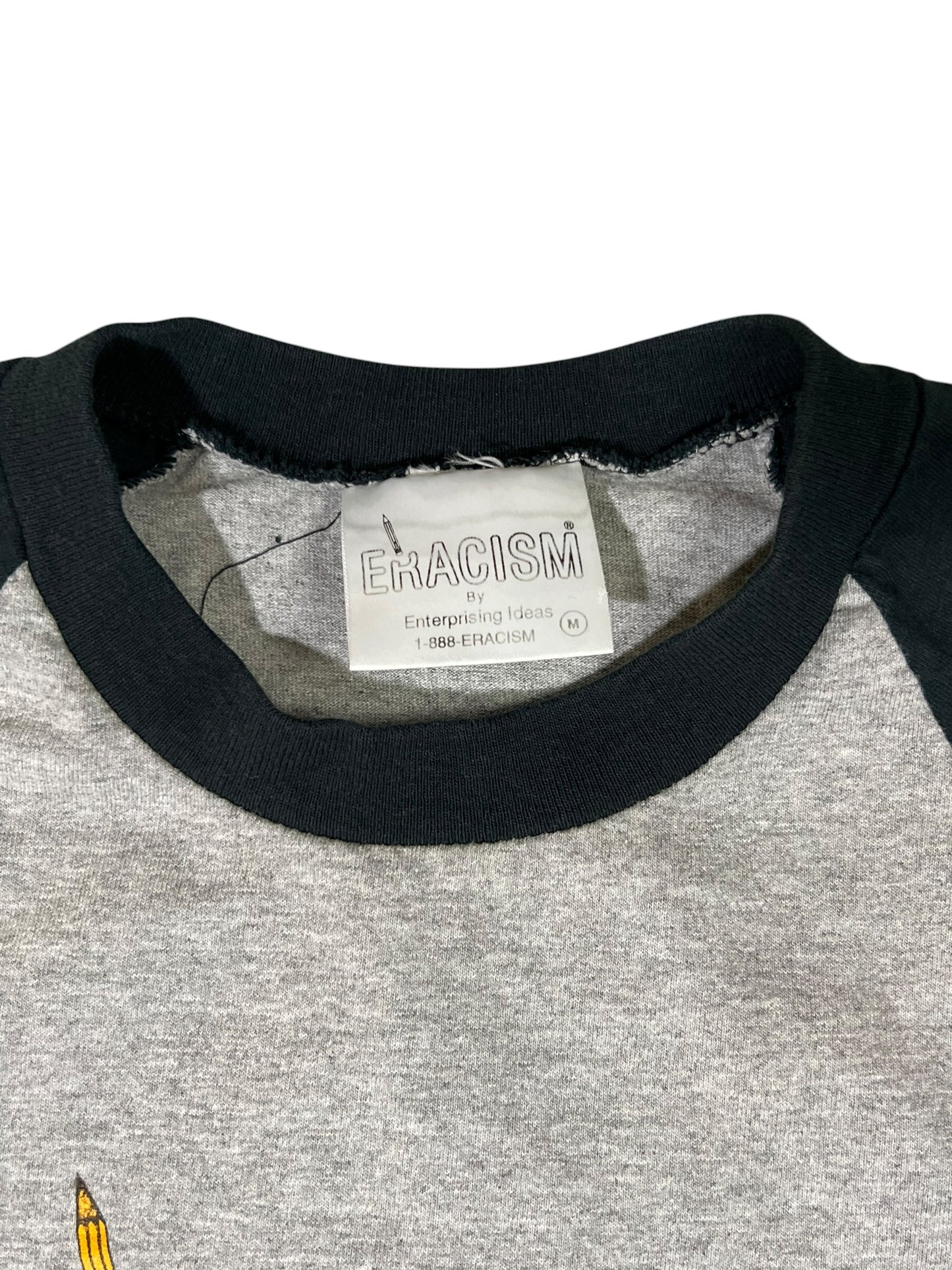 Vintage 90s ERACISM “Freedom comes with an Educated Mind!” Raglan tee (M)