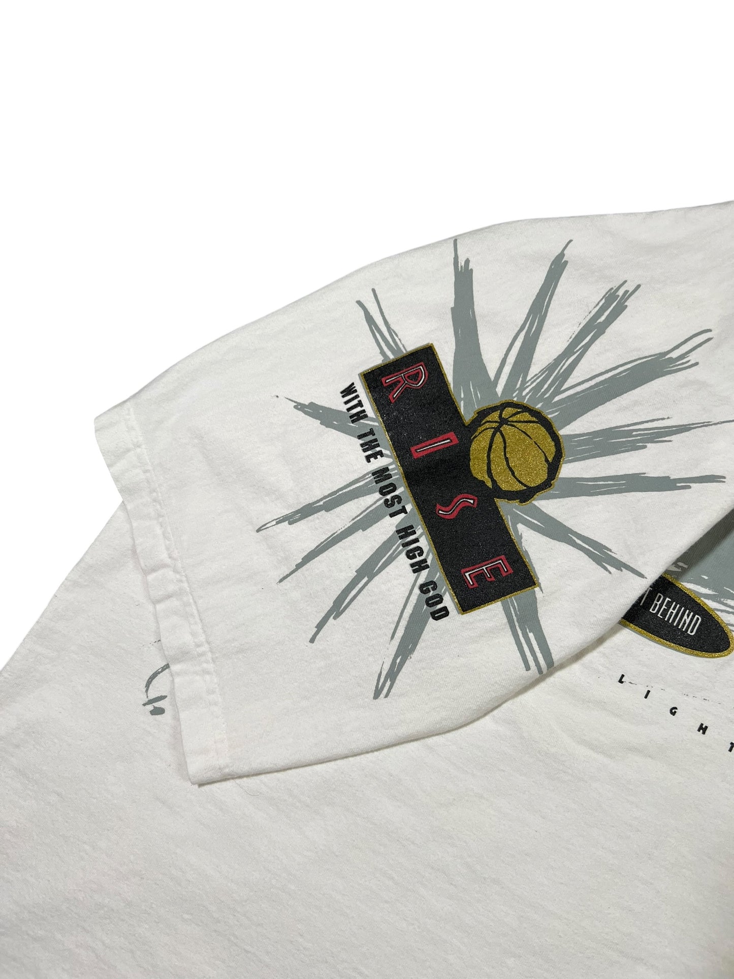 Vintage 90s Elevate Or Get Left Behind Rise With The Most High God all over print tee (L/XL)